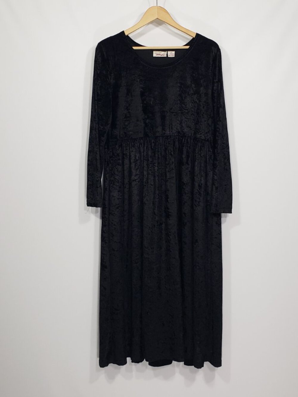 Vintage Worthington Black Burnout Velvet Empire Waist Dress Size 10 Medium